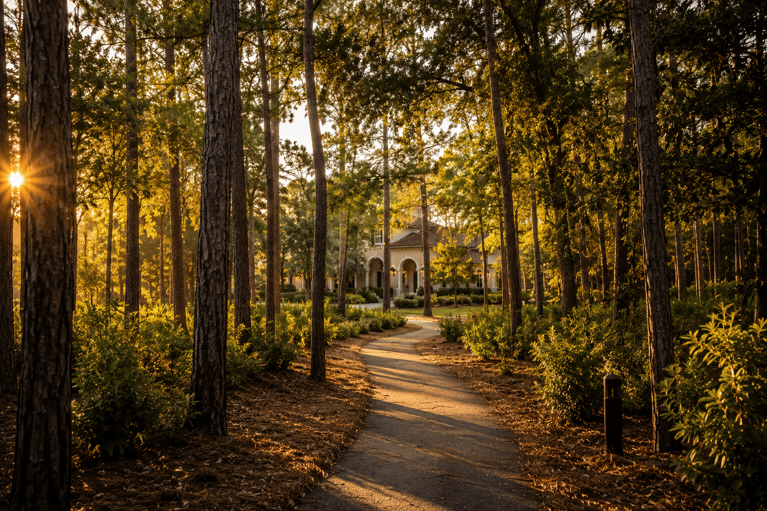 Luxury homes and lush greenery in Nature Trail neighborhood, Pensacola